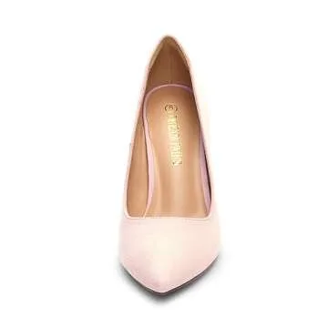 DREAM PAIRS Women's Closed Toe High Heels Dress Pointed Toe Wedding Pump Shoes,Size 11,Pink/Suede,Christian-New