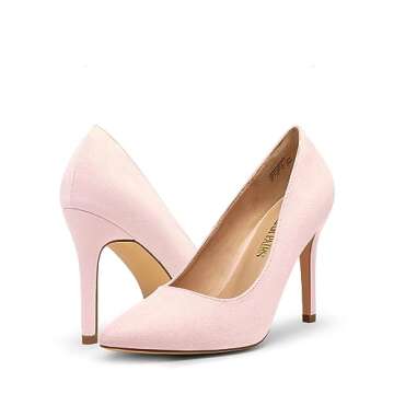 DREAM PAIRS Women's Closed Toe High Heels Dress Pointed Toe Wedding Pump Shoes,Size 11,Pink/Suede,Christian-New