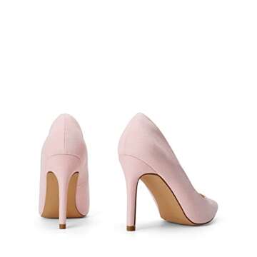DREAM PAIRS Women's Closed Toe High Heels Dress Pointed Toe Wedding Pump Shoes,Size 11,Pink/Suede,Christian-New