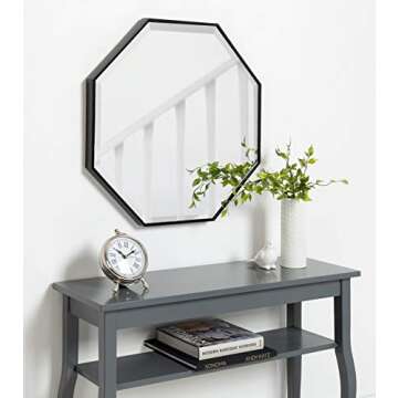 Kate and Laurel Rhodes Modern Octagon Wall Mirror, Black 25x25 Inches