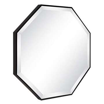 Kate and Laurel Rhodes Modern Octagon Wall Mirror, Black 25x25 Inches