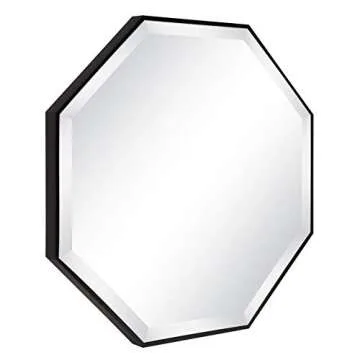 Kate and Laurel Rhodes Modern Octagon Wall Mirror, Black 25x25 Inches