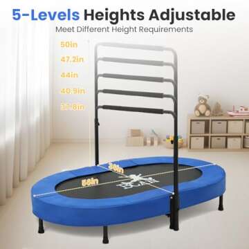 BCAN 56" Kids Trampoline Indoor – Double Mini Trampoline with Adjustable Handle