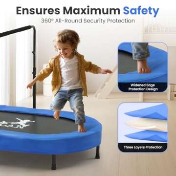 BCAN 56" Adjustable Kids Trampoline for Indoor Play