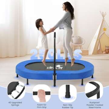 BCAN 56" Adjustable Kids Trampoline for Indoor Play