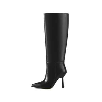 Stylish wetkiss Black Knee High Boots for Women