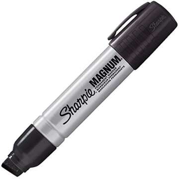 Sharpie 44001 Oversized Chisel Tip Extra Wide Magnum Permanent Marker (4 Pack), Black, Sturdy Extra-wide Felt Chisel Tip, Quick-drying Ink is Fade-and Water-Resistant