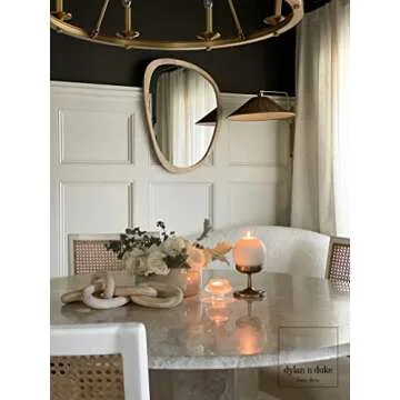 Irregular Wood Frame Boho Mirror - Large Wall Mounted Accent, Asymmetrical, Modern Aesthetic Wall Decor for Bedroom, Entryway, Living Room, Bathroom (Natural)