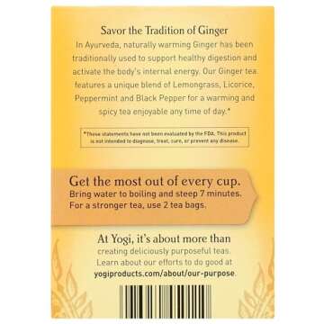 Yogi Tea, Ginger - Organic Herbal Blend for Digestion