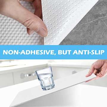 MooiFun Drawer Liners, Waterproof Shelf Liner, Anti-Slip Non-Adhesive BPA Free Kitchen Cupboard Cabinet Liner Refridge Fridge Mats Sink Protector Strong Durable for Home Office (12" x 60"/White)