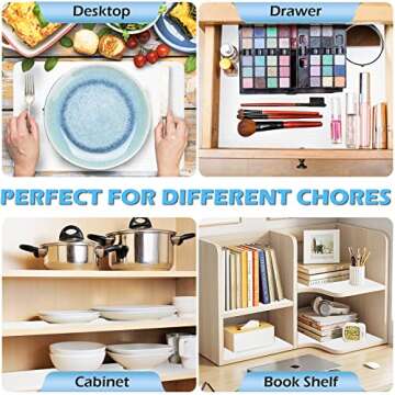 MooiFun Drawer Liners, Waterproof Shelf Liner, Anti-Slip Non-Adhesive BPA Free Kitchen Cupboard Cabinet Liner Refridge Fridge Mats Sink Protector Strong Durable for Home Office (12" x 60"/White)