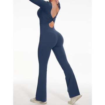Wenlia Women's Workout Flare Jumpsuit - Elegant & Functional Activewear