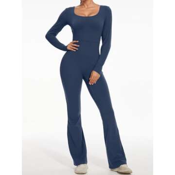 Wenlia Women's Sporty Flare Jumpsuit for Yoga & Casual Wear