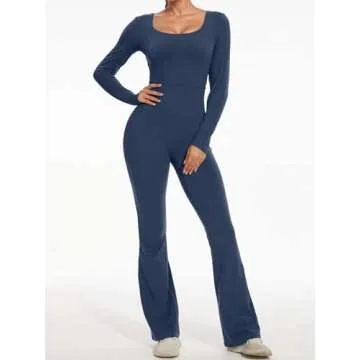Wenlia Women's Sporty Flare Jumpsuit for Yoga & Casual Wear