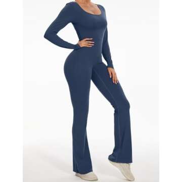 Wenlia Women's Sporty Flare Jumpsuit for Yoga & Casual Wear