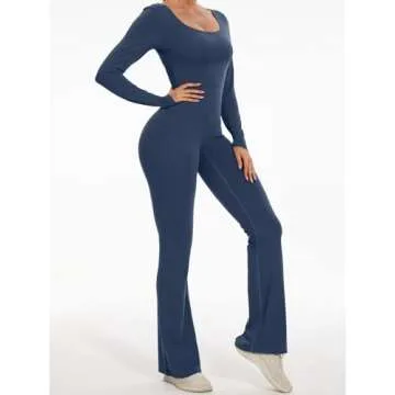 Wenlia Women's Sporty Flare Jumpsuit for Yoga & Casual Wear