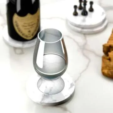 Elegantly Polished White Marble Coasters Set of 6