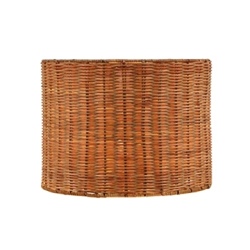 Aspen Creative 31604, Natural Rattan Spider Drum Shade, 12" Top x 12" Bottom x 9" Height