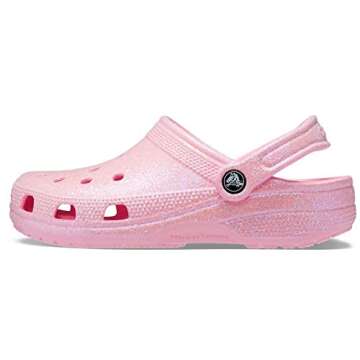 Crocs Unisex-Adult Classic Sparkly Clog, Metallic and Glitter Shoes, Flamingo, 10 Men/12 Women