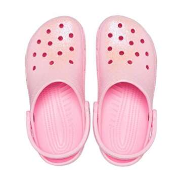 Crocs Unisex-Adult Classic Sparkly Clog, Metallic and Glitter Shoes, Flamingo, 10 Men/12 Women