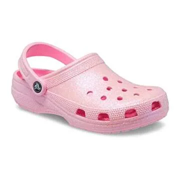 Crocs Unisex-Adult Classic Sparkly Clog, Metallic and Glitter Shoes, Flamingo, 10 Men/12 Women
