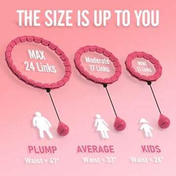 JKSHMYT Weighted Hula Circle Hoops for Adults Weight Loss, Infinity Hoop Fit Plus Size 47 Inch, 24 D...