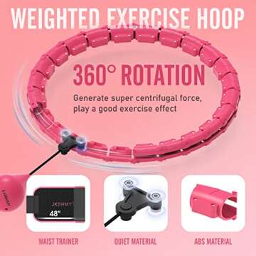 JKSHMYT Weighted Hula Circle Hoops for Adults Weight Loss, Infinity Hoop Fit Plus Size 47 Inch, 24 Detachable Links, Exercise Hoola Hoop Suitable for Women and Beginners