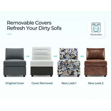 LINSY HOME Modular Sectional Sofa, Convertible L Shaped Sofa Couch with Storage, Modular Sectionals with Ottomans, Small Sofa Couch with Chaise for Small Space, Living Room, Dark Gray