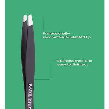 Babe Original Pro Tweezers, Stainless Steel Slanted Tip Tweezers for Smooth Brows, Brow and Hair rem...