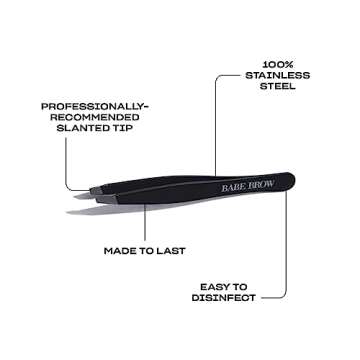 Babe Original Pro Tweezers, Stainless Steel Slanted Tip Tweezers for Smooth Brows, Brow and Hair removal