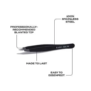 Babe Original Pro Tweezers, Stainless Steel Slanted Tip Tweezers for Smooth Brows, Brow and Hair removal