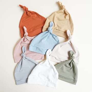 Konssy 8 Pack Baby Newborn Hats Set Knot Beanie Hats Soft for Infant Baby Girls Boys Caps 0-6 Months