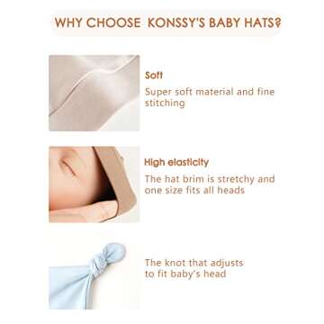 Konssy 8 Pack Baby Newborn Hats Set Knot Beanie Hats Soft for Infant Baby Girls Boys Caps 0-6 Months