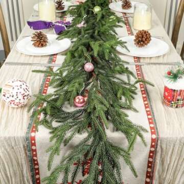 Artgar 6 Ft Pine - Real Touch Pine - Artificial Greenery - Christmas Decor for Mantel, Staircase, Ta...