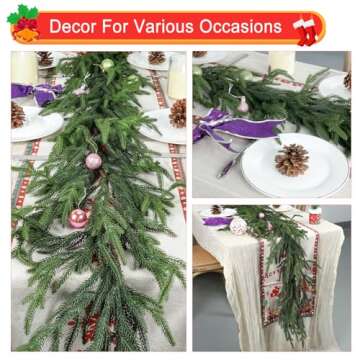 Artgar 6 Ft Pine - Real Touch Pine - Artificial Greenery - Christmas Decor for Mantel, Staircase, Tabletop, Indoor/Outdoor