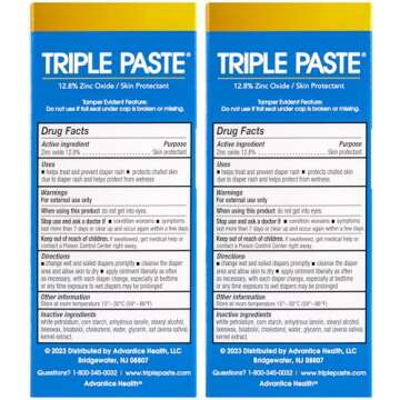 Triple Paste Diaper Rash Cream for Baby - 3 oz Tube - Zinc Oxide Ointment Treats, Soothes and Preven...