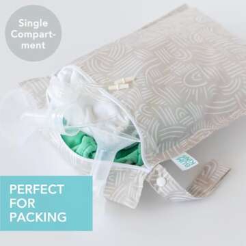 Bumkins Waterproof Wet Bag for Baby, Travel, Swim Suit, Cloth Diapers, Pump Parts, Pool, Gym Clothes...