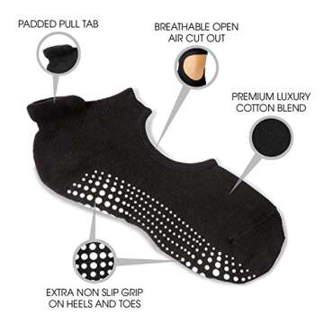 LA ACTIVE Non Slip Yoga Grip Socks - Barre Ballet Pilates Athletic Socks for Men and Women