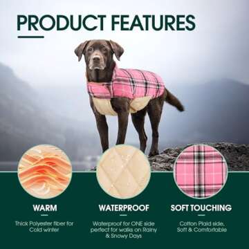Kuoser Warm Dog Coat - Stylish Reversible Dog Jacket