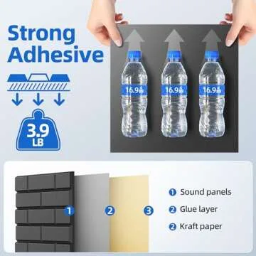 20 Pack Acoustic Panels with Self Adhesive, 12" X 12" X 0.4" High Density Sound Proof Foam Panels for Walls, Soundproof Wall Panels, Brick Sound Absorbing Panels for Home Studio Office Decor - Black