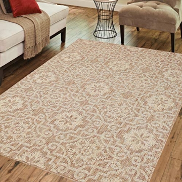 PRIYATE Moro Tile Indoor/Outdoor Area Rugs 8' x 10' – Classic New York Collection - Easy to Clean,...