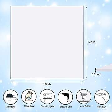 Zonon Clear Polycarbonate Sheets Plastic Sheet Thin Rigid Shatter Resistant Plastic Panel for DIY Crafts Document Picture Frames(5 Pcs,12 x 12 x 0.02 Inch)