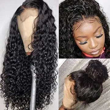 GREAT GRACE Lace Front Wigs Human Hair Wigs for Women Deep Curly Glueless Wigs Human Hair Pre Plucked with Baby Hair Lace Frontal Wig 150% Density Natural Hairline (18 Inch, Black Color)