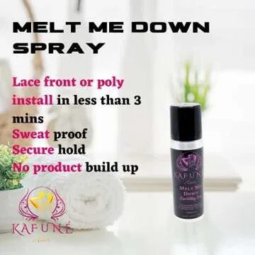 Kafune Amor Hair Care 2 Melt Me Down Lace Melting and Holding Spray Hair Adhesive for Wigs, Extensions, Toupees and Hairpieces, Strong Natural Finishing Hold with Control, Women and Men