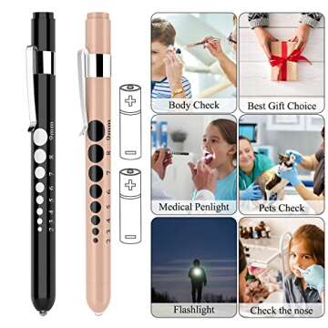 GRICARE 3-Pack Medical Scissors and Pen Light, Medical LED Penlights with Pupil Gauge, Trauma Shears Bandage Scissors with Carabiner-7.5" Surgical Scissors for Nurses, Doctors, Nursing Students, EMT