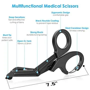 GRICARE 3-Pack Medical Scissors and Pen Light, Medical LED Penlights with Pupil Gauge, Trauma Shears Bandage Scissors with Carabiner-7.5" Surgical Scissors for Nurses, Doctors, Nursing Students, EMT
