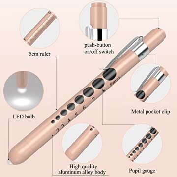 GRICARE 3-Pack Medical Scissors and Pen Light, Medical LED Penlights with Pupil Gauge, Trauma Shears Bandage Scissors with Carabiner-7.5" Surgical Scissors for Nurses, Doctors, Nursing Students, EMT