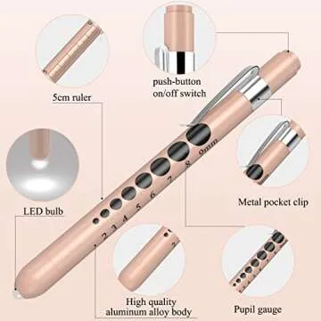 GRICARE 3-Pack Medical Scissors and Pen Light, Medical LED Penlights with Pupil Gauge, Trauma Shears Bandage Scissors with Carabiner-7.5" Surgical Scissors for Nurses, Doctors, Nursing Students, EMT