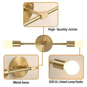 KCO Modern Wall Sconce Stylish Raw Brass 2-Light Fixture