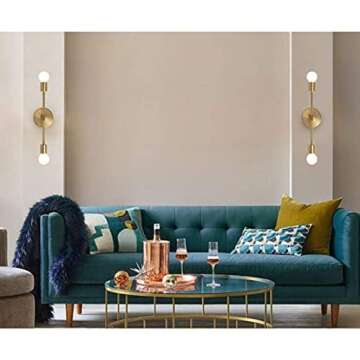 KCO Lighting Modern Wall Sconce Mid Century Wall Lamp Industrial Mounted Sconce 2-Light Minimalist Raw Brass Fixture for Bedroom Vanity Light (1 Pack) (Gold)